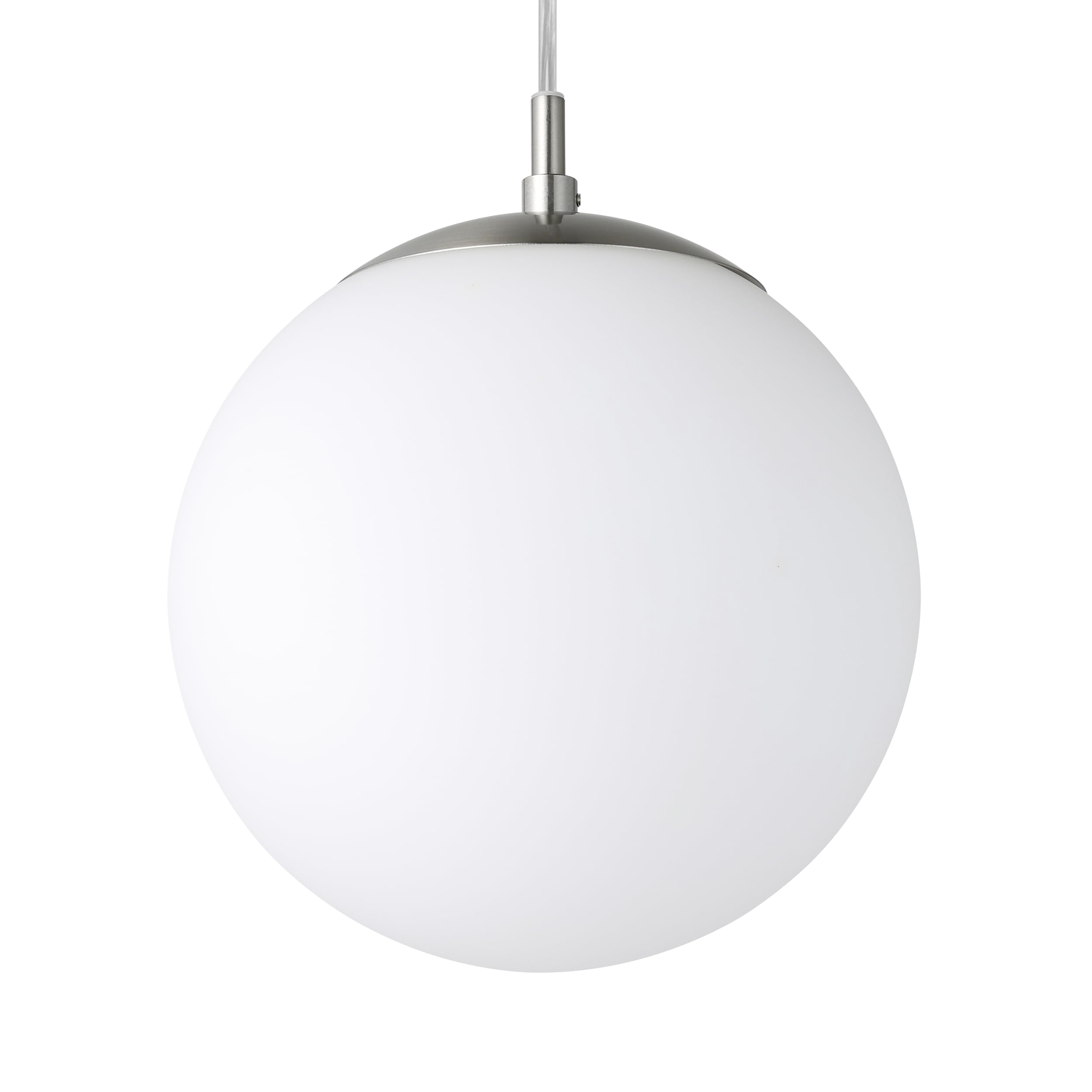 EGLO lampa wisząca Rondo, 1-punktowa oprawa zwisająca światło zwisająca z metalu w kolorze srebrnym i szklanym opalowym matowym białym oprawka E27 Ø 20 cm