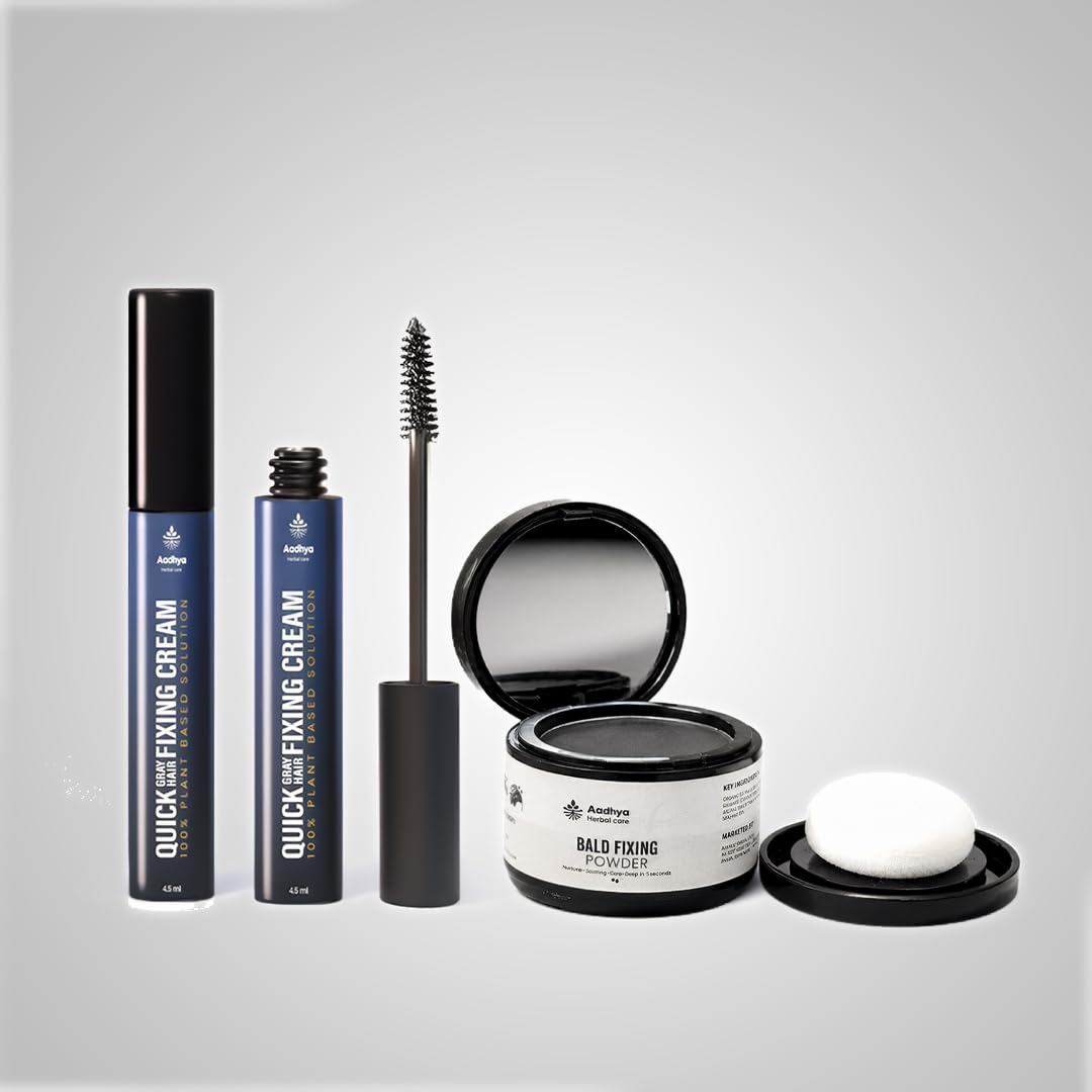 Aadhya Hair Coverage Combo | Gray Hair Touch Up Stick 4.5ml + Root Touch Up Powder 5gm | Instant Grey Root Cover, Bald Spot Concealer for Men & Women | Black-picture-13