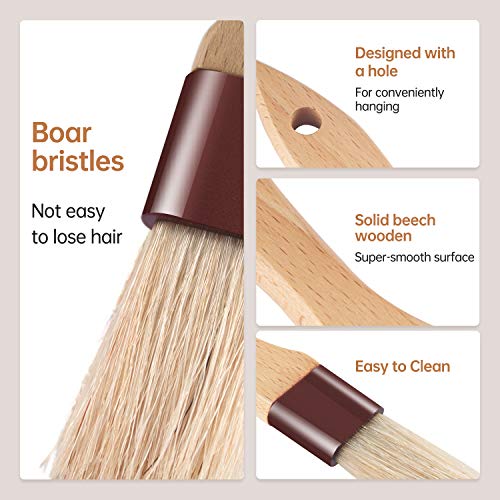 Image of Pastry Brushes for Baking Basting Brush with Boar Bristles and Beech Hardwood Handles Culinary Oil Brush for Barbecue Butter Grill BBQ Sauce Baster Marinade Kitchen Food Cooking Brushes (1 inch)