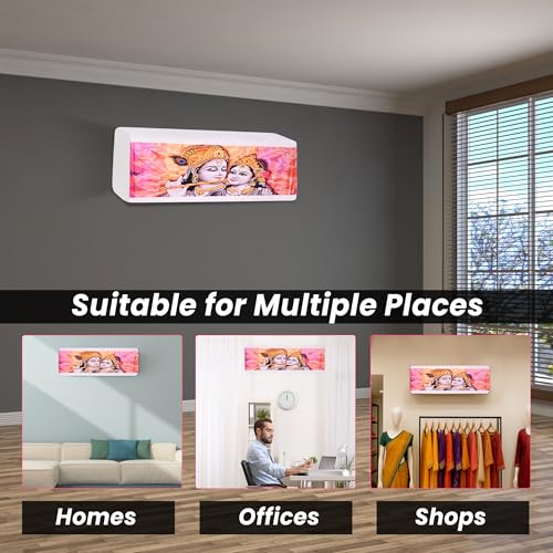 Image of Printed Split Ac Cover Indoor Unit For 1.5 Ton Capacity AC, Inner Unit Ac Cover, All Weather Cover /Attractive Digital Prints /Dustproof /Silken water-resistant Split Ac Cover (Radha Krishana)