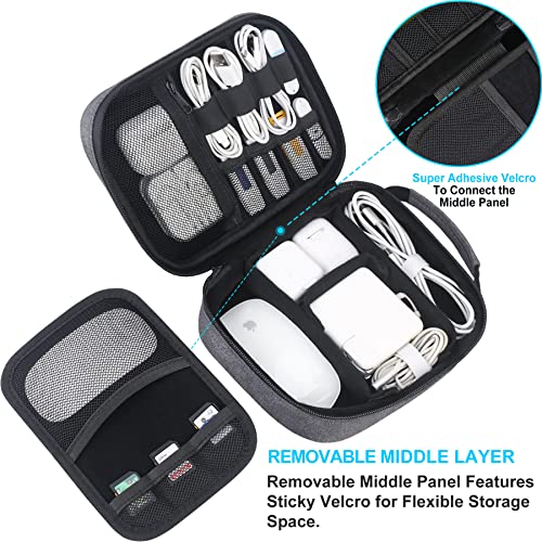Lacdo Electronic Organizer, Travel Cable Organizer Bag Pouch Tech Electronic Accessories Carry Case Portable Storage Bag Charger Case For Cable, Cords, Charger, Phone, Hard Drive, Power Bank, Gray #TOP1
