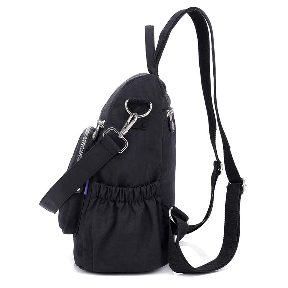 Mochila Mujer Casual Antirrobo Impermeable de Nylon - Escuela Multifuncional Gran Capacidad Bolso Bandolera de Viaje, Negro