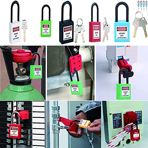 Image of Lockout Tagout Locks Safety Padlock Loto Locks Keyed Alike PA Lock Out Tag Out Steel Shackle Small Luggage Padlocks White 3PCS