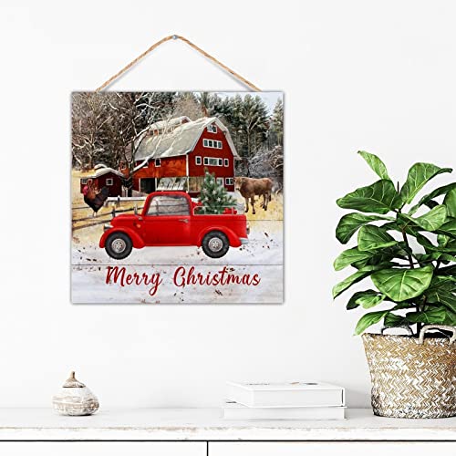 Panneau de bois personnalisé camion rouge de Noël pour des souvenirs de fêtes uniques