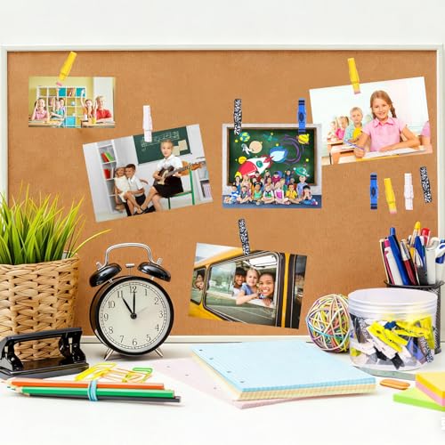 48 chinchetas con clips de madera para tablon de anuncios y notas de clase 6