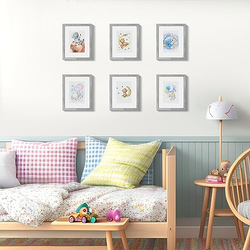 Image of upsimples 8x10 Picture Frame, Display Pictures 5x7 with Mat or 8 x 10 Without, Wall Hanging Photo Frames, Gray, 1 Pack