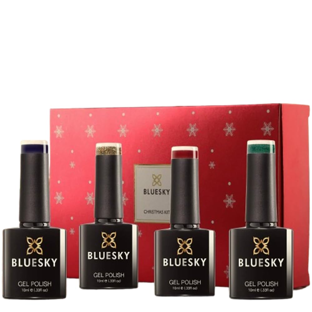 Bluesky Limited Edition Xmas Kits Gift Set UV/LED Soak Off Gel Nail Polish with Free Nail Art/Diamantes/Decoration - Set 1-image-45