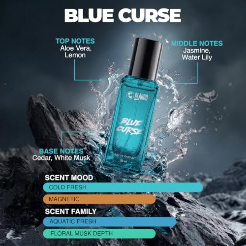 Image of BEARDO Blue Curse Perfume for Men,20ml | Long Lasting Fragrance | Eau De Parfum for Man | Bold & Irresistible Fragrance | Premium Perfume | Perfume for Man | Gift for Men | Gift for boyfriend