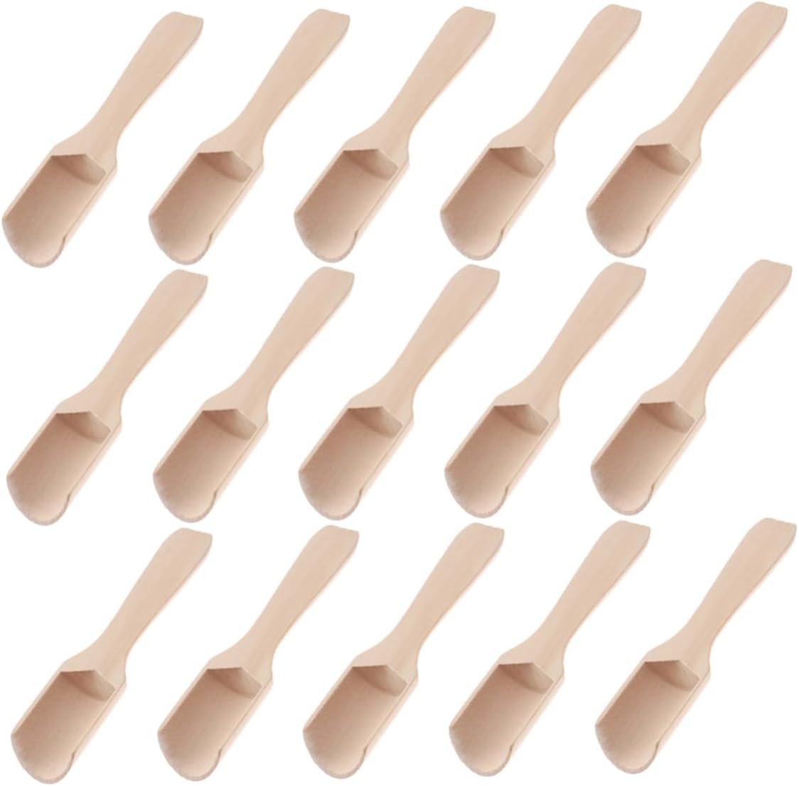 jojofuny 15pcs Small Tea Scoop and Salt Shovel Wooden Scoop Flat Handle 2.8x11cm Teaware Accessory for Measuring Tea Leaves, Milk Powder, and Spices in Kitchen and Dining