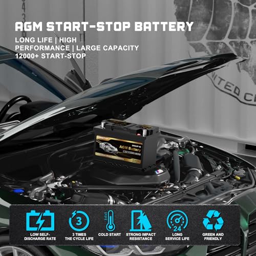 Image of 48-H6-AGM BCI Group Size 48 AGM Car Battery, 12V 70 AH, 132RC, 800 CCA Auto Battery, Rechargeable Maintenance Free Automotive Battery