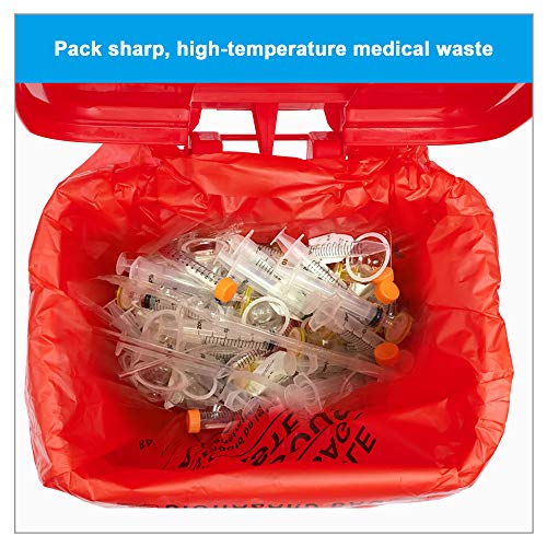 Bel-Art F13164-1419 Polypropylene 2-4 Gallon Red Biohazard Disposal Bags With Warning Label/Sterilization Indicator 24“ X 12” X 12“ X 3 Mil(20 Pcs/Pack)… #TOP3