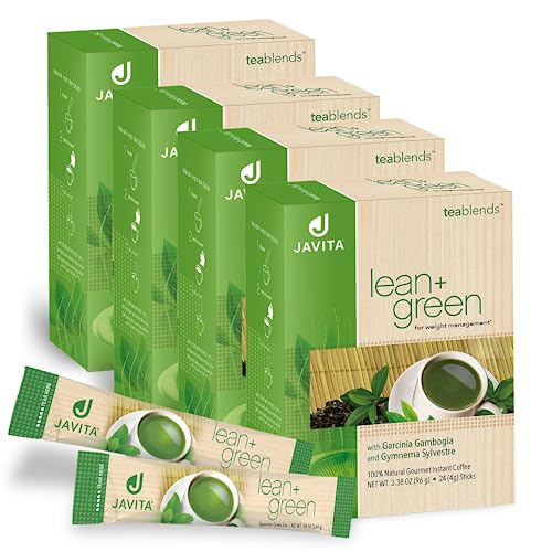 Lean + Green, Premium, 100% Japanese Green Tea, Garcinia Cambogia (as Super Citrimax) & Gymnema Sylvestre, for Weight Management, Appetite Control 24 ct - 4 Boxes, Javita