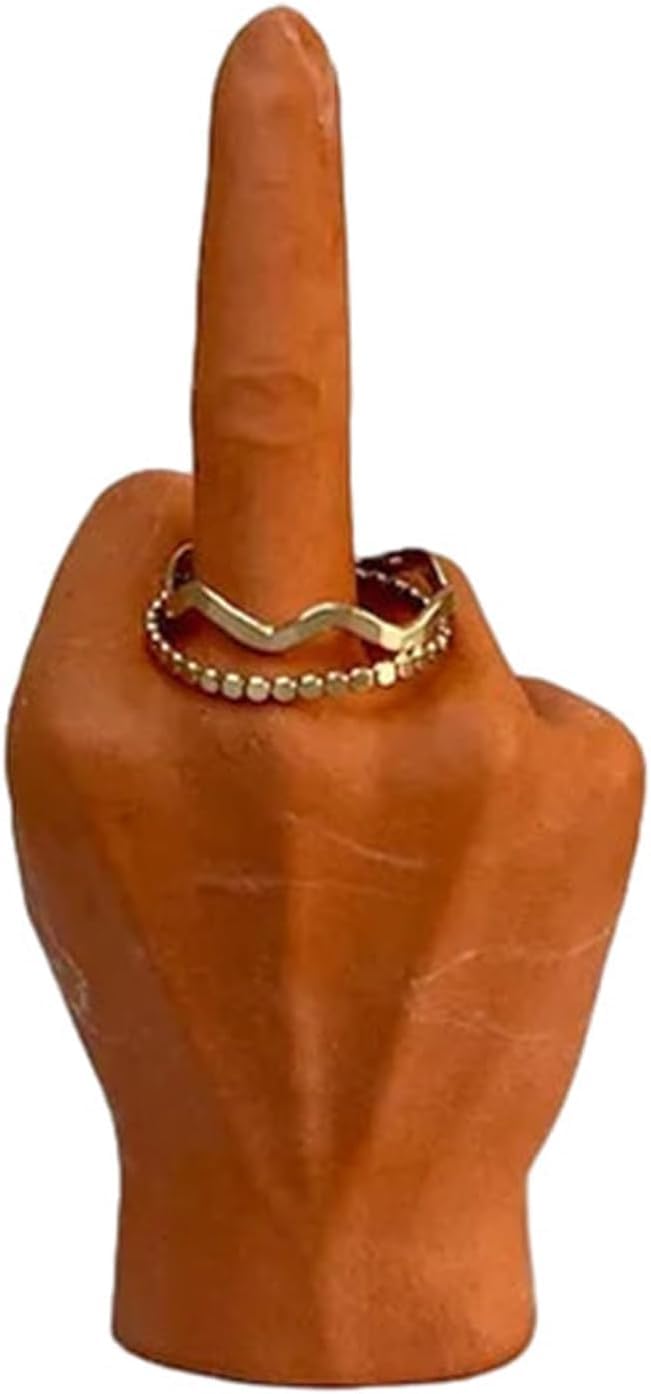 Fadaing Women's 4 Middle Finger Ring Holder, Middle Finger Ring Holder, Funny Middle Finger Statue Hand Gesture Table Sculpture, Hand Jewellery Stand, Jewellery Hand Jewellery Stand Hand, Resin