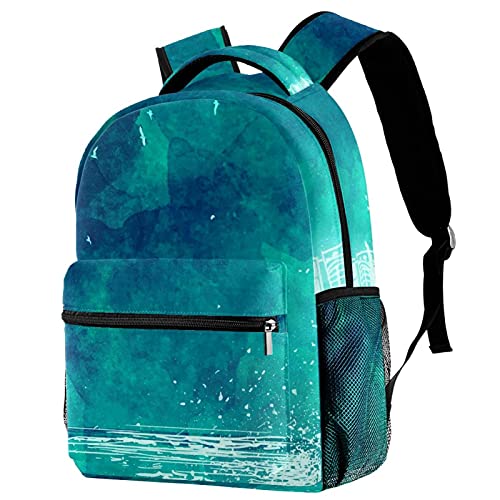 Sac à dos de voyage vert motif phare pour sorties scolaires et weekend des enfants
