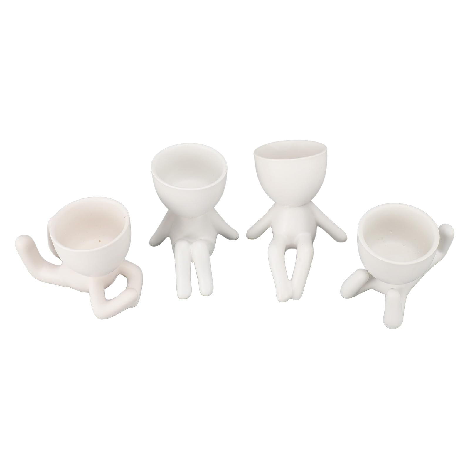 Bonitos maceteros para suculentas, Juego de 4 pequeños maceteros Decorativos Divertidos, expresa tu Estado de ánimo con Dibujos para el hogar, balcón, jardín, Oficina, cerámica,