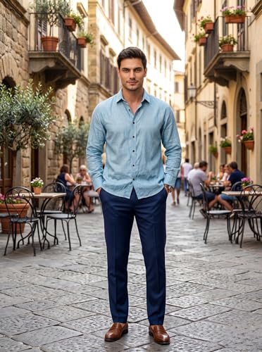 Image of Men's Cotton Blend Solid Casual Shirt Regular Fit Full Sleeve Shirt for Men Plain Formal & Casual Wear Collared Button Down Shirt