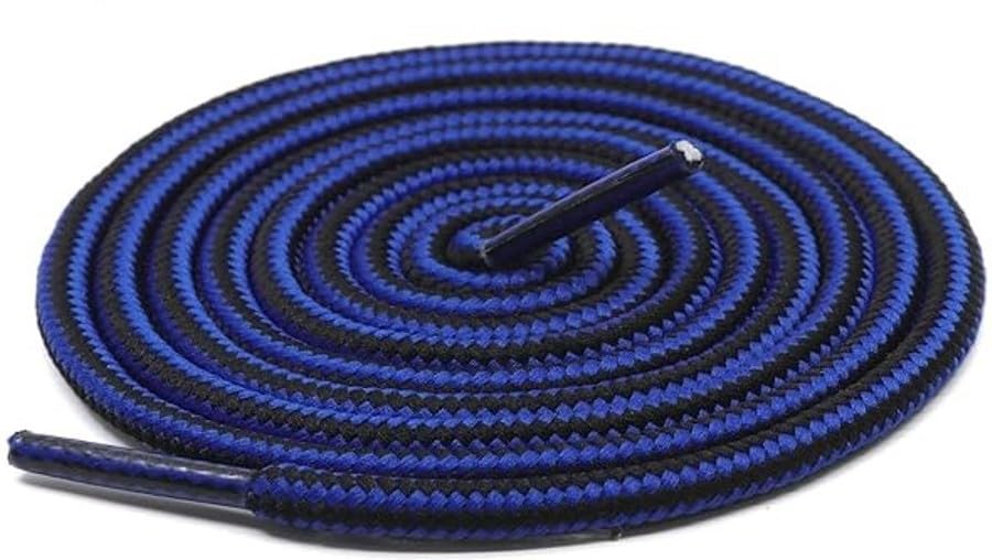 Image of Round Shoelace (2 Pair) Boot Laces Running, Sports, Gym, Casual Dual Coloured Striped Shoe String