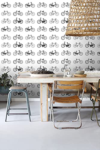 ESTAhome carta da parati biciclette bianco e nero