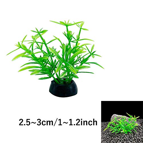 Image of Aquarium Plant Fish Tank Decoration 20 Pieces Small /1 inch Tall Plastic Artificial Plant Goldfish Hidden Mini Grass Set (Green-A)