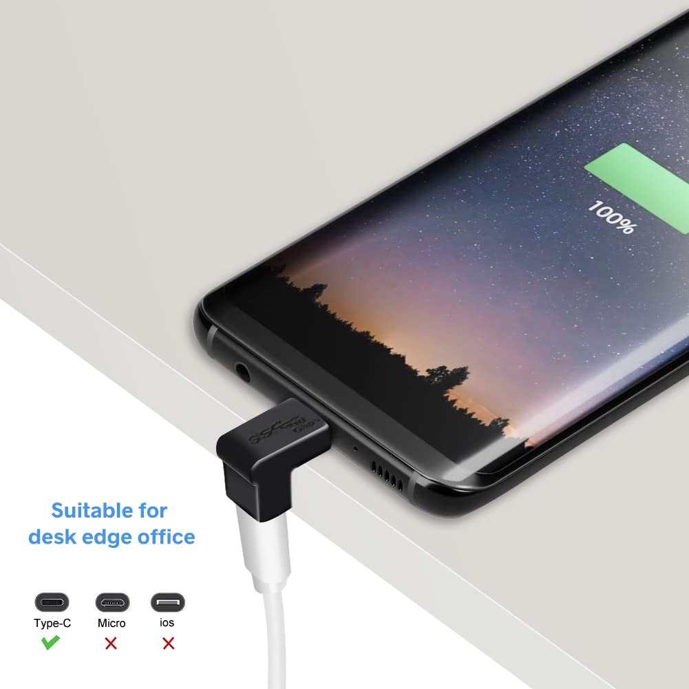 Adapter USB C 90 Stopni (2 Sztuki), Seminer Adapter USB C 3.1 Męski na Zeński, Adapter Pionowy Typu C Skierowany w Górę i w dół Złącze Rozszerzające Kompatybilne z MacBookiem, Telefonem USB-C