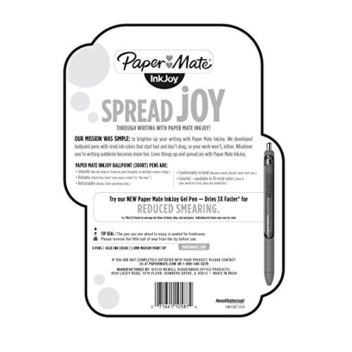 Image of Paper Mate InkJoy 300RT Retractable Ballpoint Pens, Medium Point, Blue, 8 Pack (1961307)