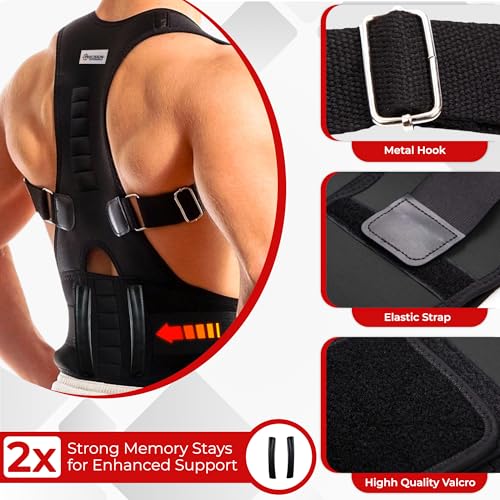Precision Orthomedics ® Posture Corrector For Men Women – Neoprene Magnetic Posture Corrector with 12 Magnets For Bad Back Posture Support - Pain Relief (Black, Medium: (31-34 inches)) - Image 5