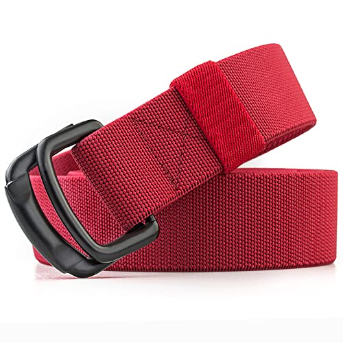 Elastic Belts, Tactical Nylon Canvas Belt Military Heavy Duty Sports Belts with Double D-Ring Buckle 1.5 Inch Webbing