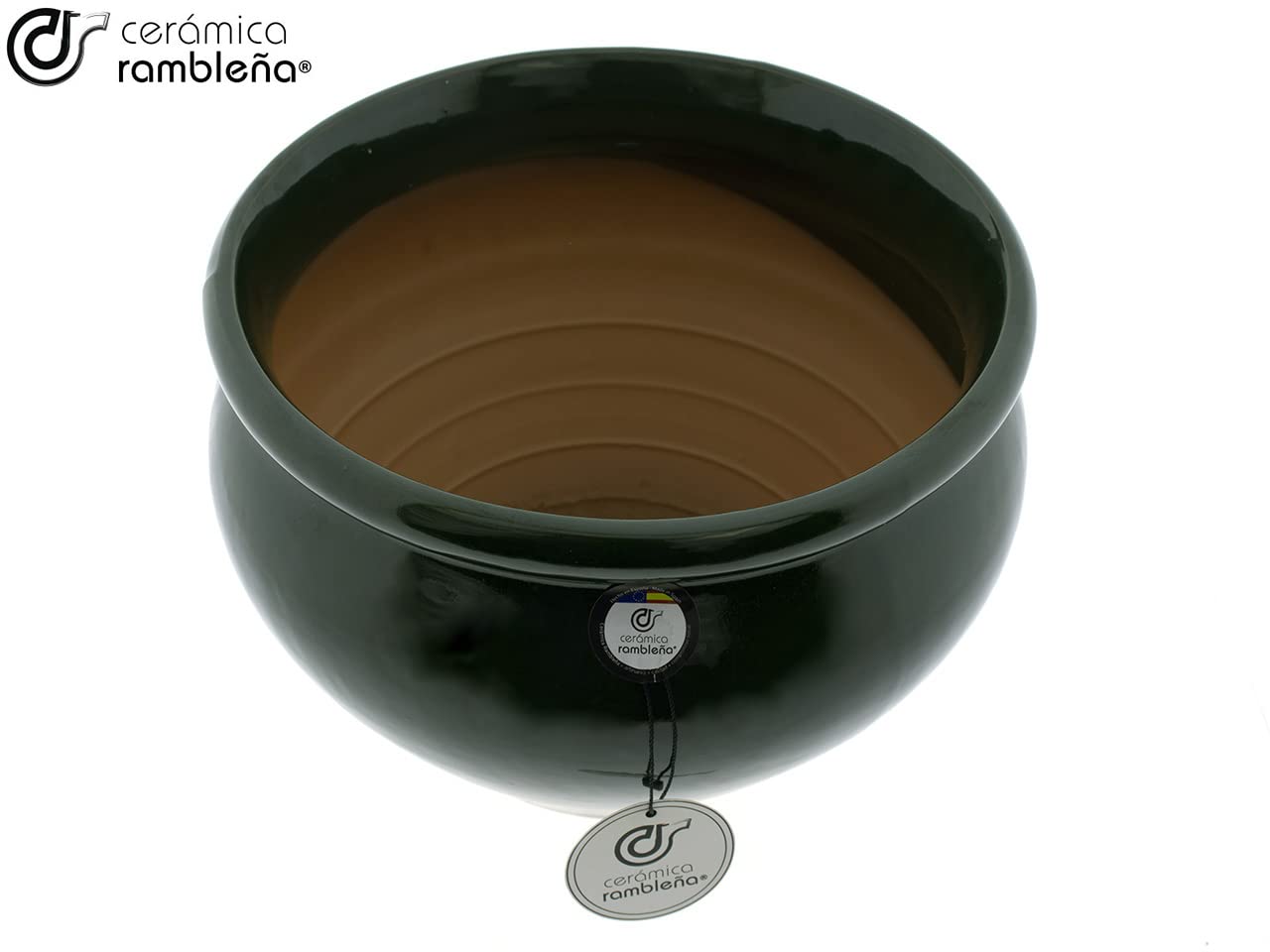 Ceramika RAMBLEÑA | Czerwone doniczki błotne | Doniczki dekoracyjne | Garnki ceramiczne | Doniczki zewnętrzne | Doniczka kokosowa - zielony - D131 | Dekoracja 100% ręcznie robiona | 26x26x20 cm