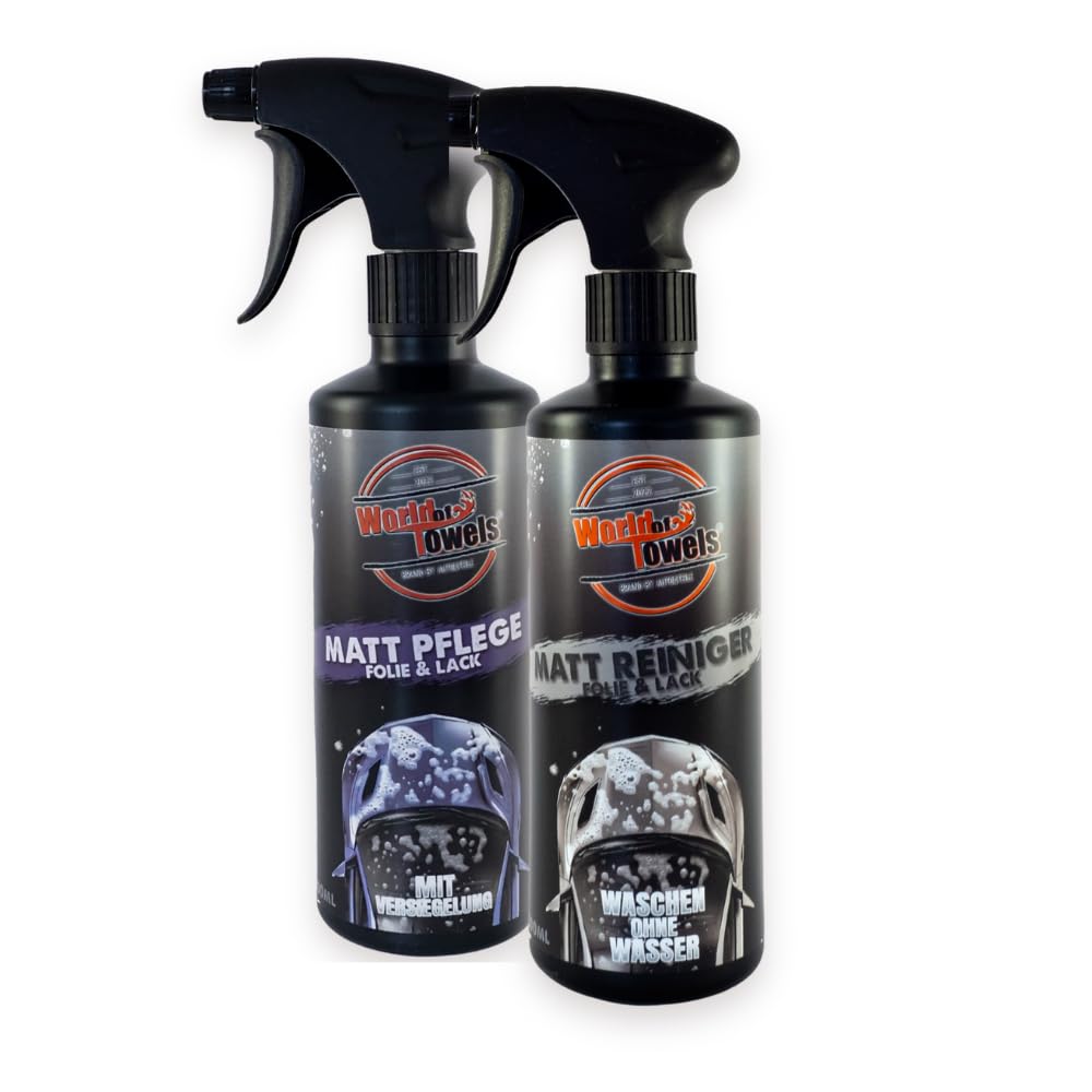 Mattlack Reiniger & Mattlack Pflege Set für Auto & Folie – Reinigung & Versiegelung für Matte Lacke und Autofolien – inkl. 2 Mikrofasertücher – Autopflege Set für Mattfolie & Mattlack