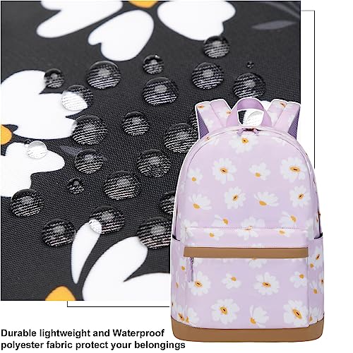 Joyfulife 2Pcs Daisy Print Backpack for Girls Backpack with Lunch Box Lightweight Water Resistant Kindergarten Preschool Elementary Primary School Bags Kids Teens Bookbags Set - image 3