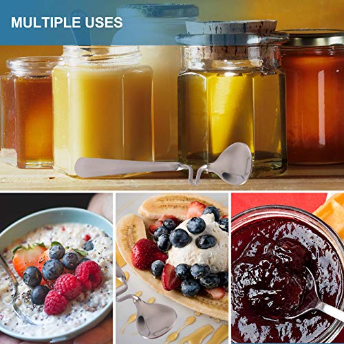 Cabilock 2 cucchiai da miele in acciaio inox con manico curvo per latte, caffè, miele, marmellata, cucchiaini da tè - immagine 4