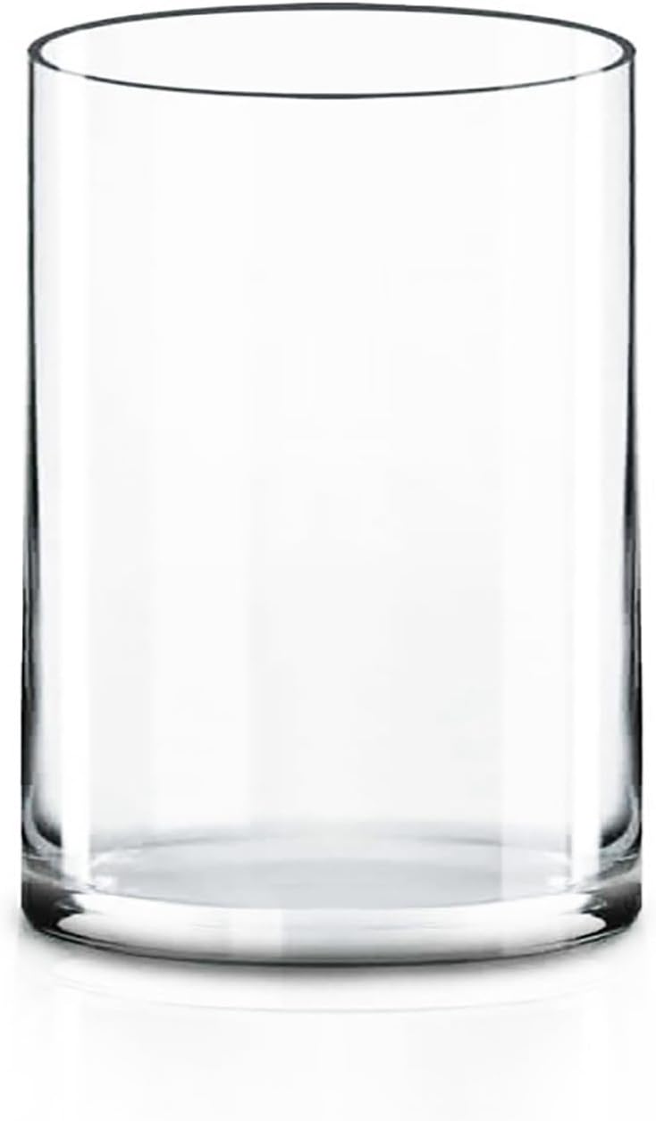 CYS EXCEL Glass Cylinder Vase (H:7" D:5") | Multiple Size Choices Glass Flower Vase Centerpieces | Hurricane Floating Candle Holder Vase