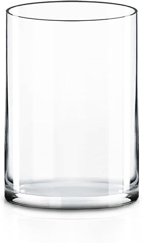 CYS EXCEL Jarrón cilíndrico de vidrio (A: 7" D: 5") | Múltiples opciones de tamaño Jarrones de vidrio para flores como centros de mesa | Jarrón