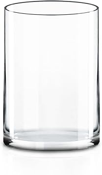 CYS EXCEL Glass Cylinder Vase H7" D5" | Multiple Size Choices Glass Flower Vase Centerpieces | Hurricane Floating Candle Holder Vase
