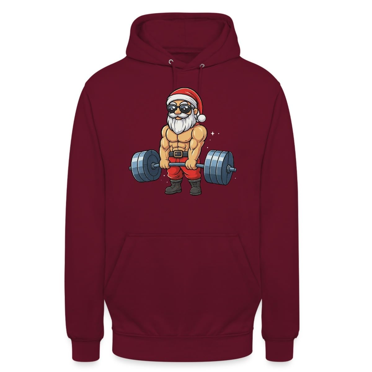 Babbo Natale Gym Pesi Allenamento Muscoli | Maglione con cappuccio natalizio