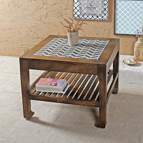 Ashley Cheveron End Table 22" X 22" in Teak Colour Amazon.in Home