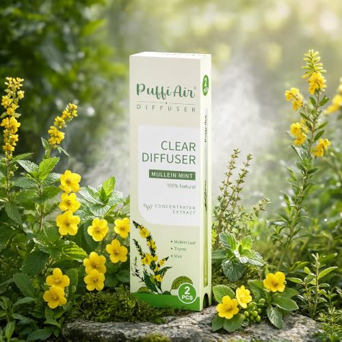 Image of PUFFIAIR Botanical Fragrance Stick Set - Plant-Based Mullein, Thyme & Mint Botanical Scent, Portable Non-Electric Personal Fragrance Accessory, 2-Pack