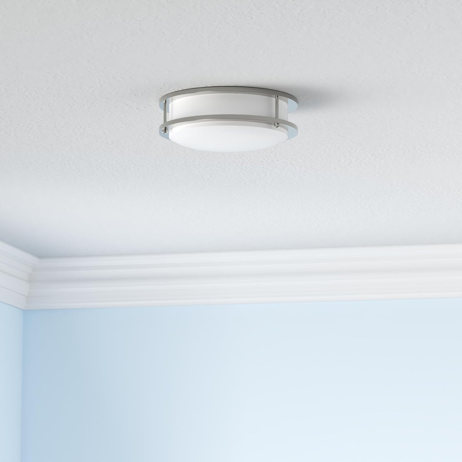 PHILIPS LED Flush Mount Double Ring Ceiling Light 2-Pack Daylight (3000K) 1200 Lumen (16W = 75W) Dimmable Brushed Nickle No Bulbs Required