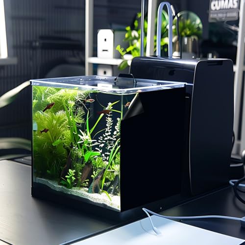 MINISOISO 2 Pcs Aquarium Hintergrund Schwarz, 30 x 200 cm Statisch Haftender Aquarium Hintergrund, Aquarium Rückwand, Aquarium-Tapetendekorationen Für Aquarien
