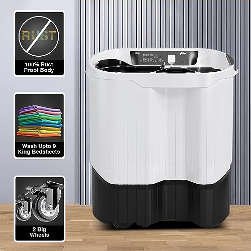 Image of Godrej 8.5 Kg 5 Star Semi-Automatic Top Loading Washing Machine, more than 99.99% disinfection against viruses, In-built Heater (WSEDGE DIGI 85 5.0 PB2 M GPGR, Graphite Grey) (52141601SD00341)