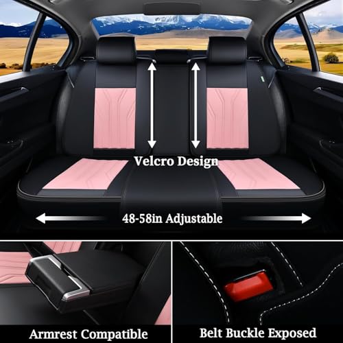 Image of FLORICH Leather Seat Covers Pink Car Seat Covers Full Set Car Seat Protectors 5 Seats Driver Seat Covers Fit for Most Cars Trucks SUV