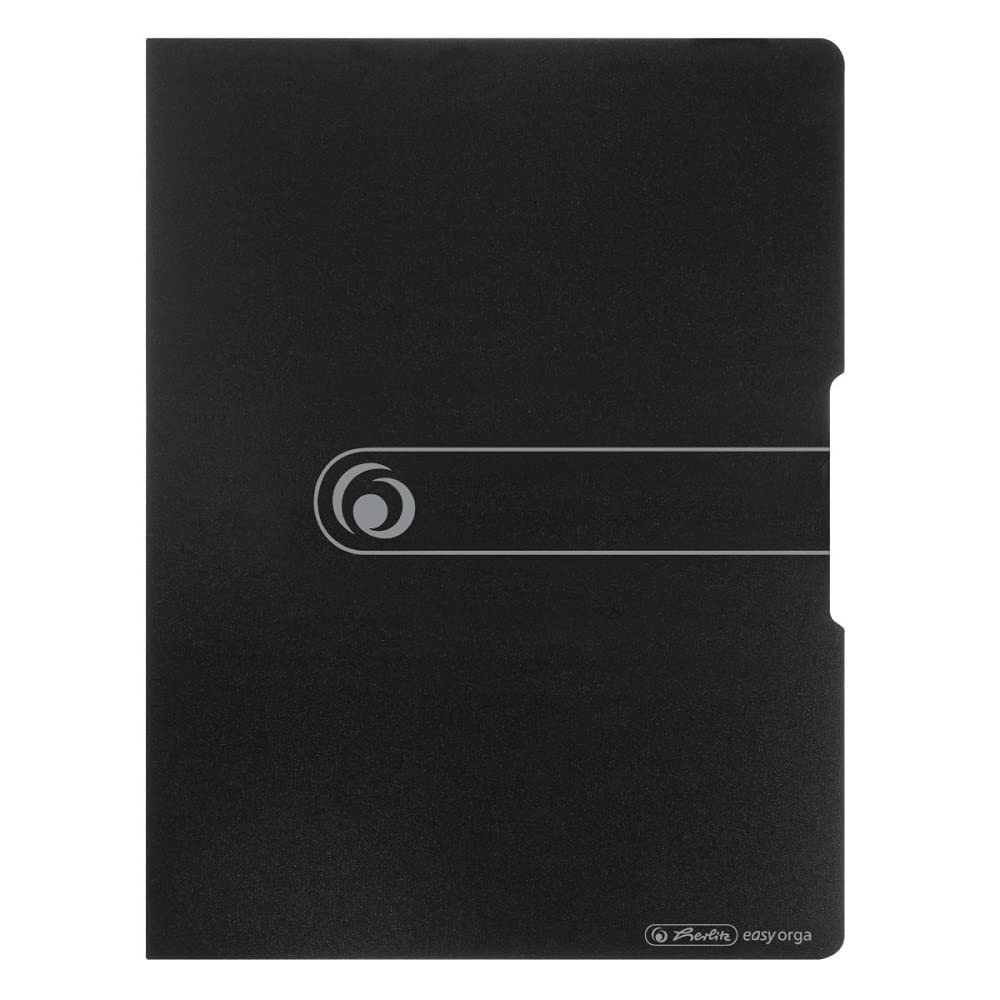 Herlitz Easy Orga Teczka na dokumenty A4 Prezentacyjna | Przezroczyste obwoluty 20 sztuk | Praktyczna etykieta | Elastyczna okładka z PP | Czarna