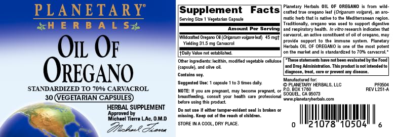 Amazon.com: Planetary Herbals, Oil of Oregano - 30 Vegetarian