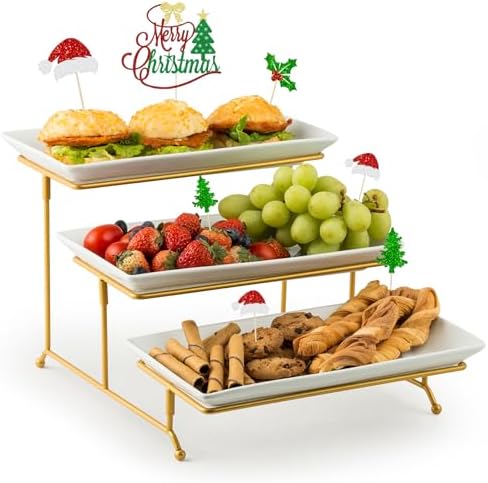 YHOSSEUN Large 3 Tier Serving Tray with Serving Stand, Serving Di...