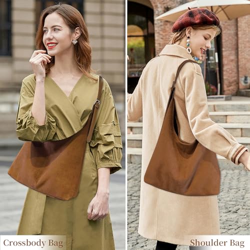 Image of Suede Bags for Women Suede Hobo Bag Retro Suede Tote Bag Slouchy Suede Shoulder Bag Crossbody Handbags Suede Purse
