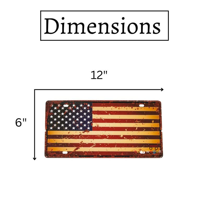 Image of inchVintage USA-Flag inch Vintage Retro Metal Signs - License Wall Plate, Car Tag - Ideal for Cafe, Restaurant, Shop, Home, Hotel, Club, Office, Living Area - Design Plaque