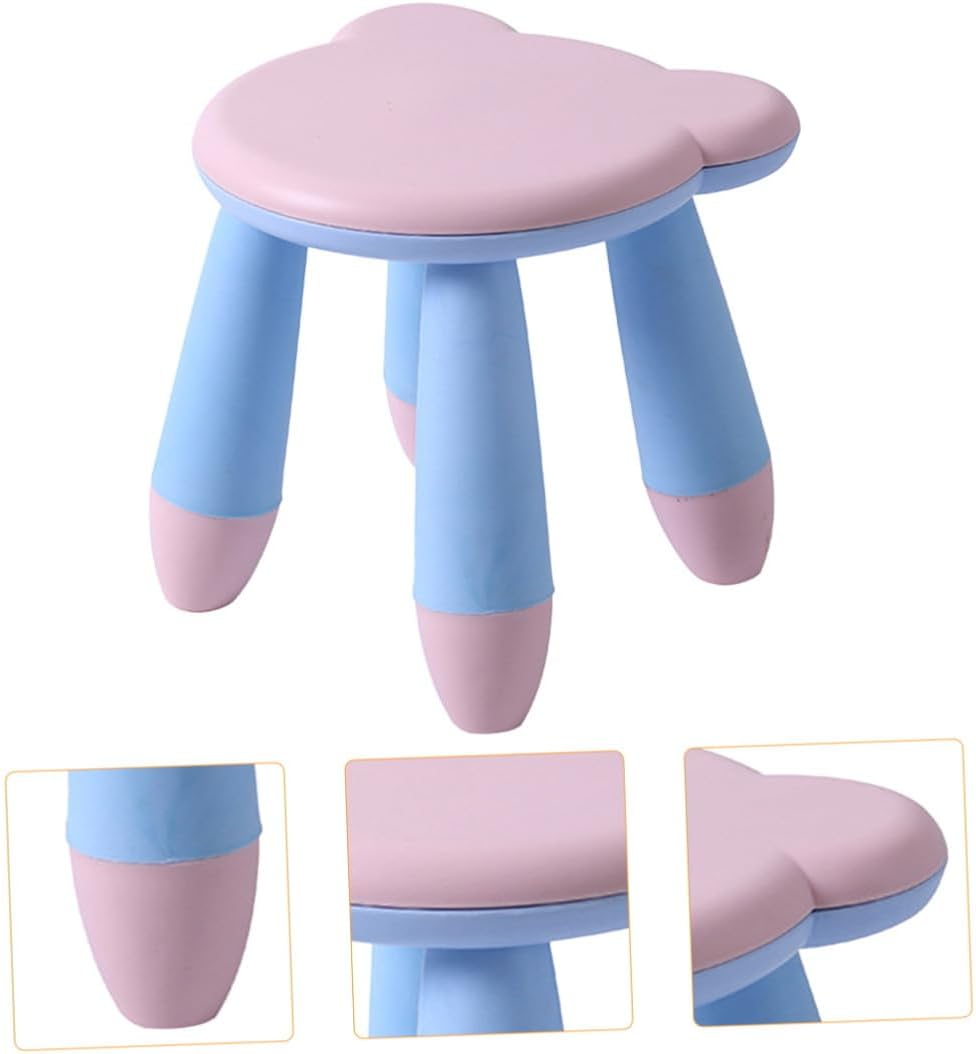 TIDTALEO Cartoon Stool Anti-Slip Plastic Small Stool Cute Pink Footstool for Seating at Home and Kindergarten