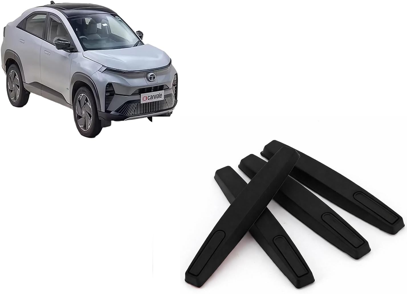 Car Accessories - Compatible with Tata Curvv EV Accessories All - Car Door Scratch Guard - Durable & Flexible Design (Set of 4 Pieces) (Black)