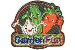 GARDEN FUN Iron On Patch Flowers Vegetables Gardening