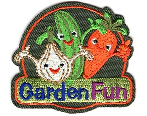GARDEN FUN Iron On Patch Flowers Vegetables Gardening